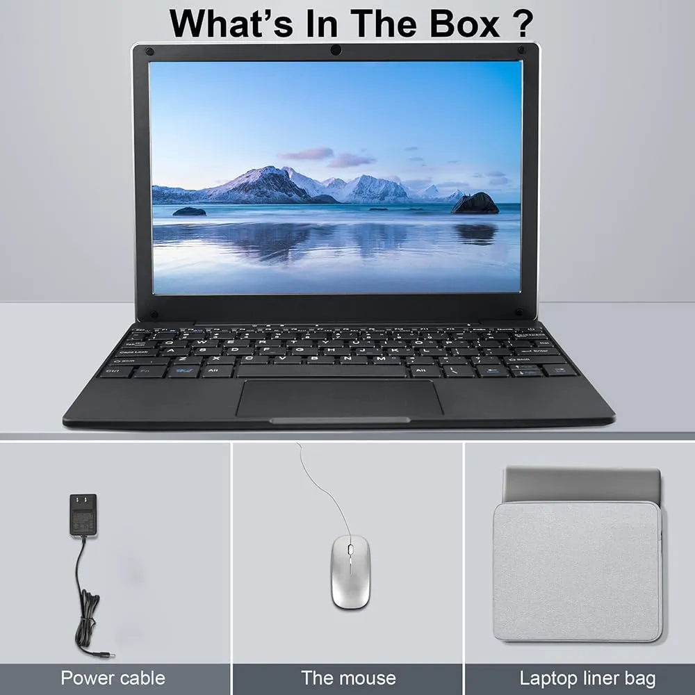 Portable Mini Education Laptop Computer with in tel Celeron N4020 CPU 8GB RAM 128GB SSD HD IPS Screen, Laptop Computer for Learning, Office Work (Black, 8GB 128GB)
