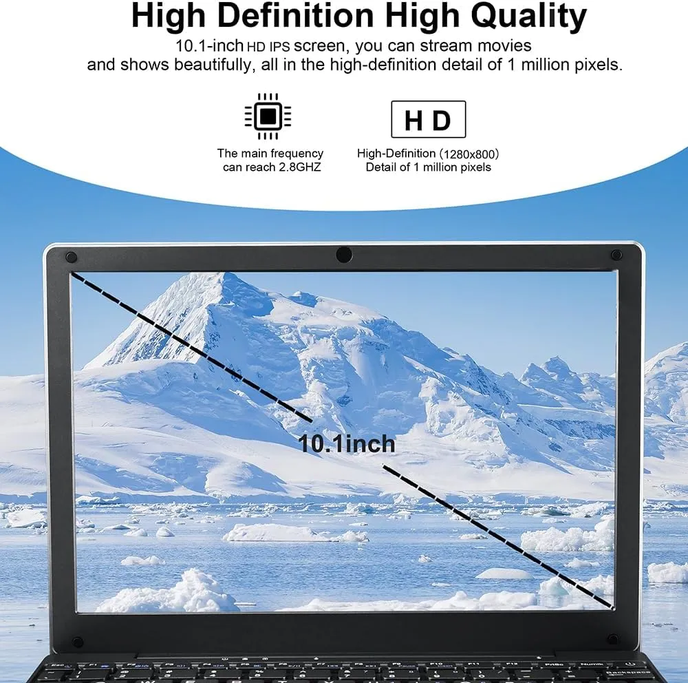 Portable Mini Education Laptop Computer with in tel Celeron N4020 CPU 8GB RAM 128GB SSD HD IPS Screen, Laptop Computer for Learning, Office Work (Black, 8GB 128GB)