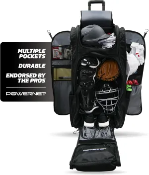 PowerNet Baseball Bag, Travel Bag for Softball Baseball Accessories & Baseball Gear, Fits Baseball Glove, Bat, Helmet, Batting Gloves & Catchers Gear