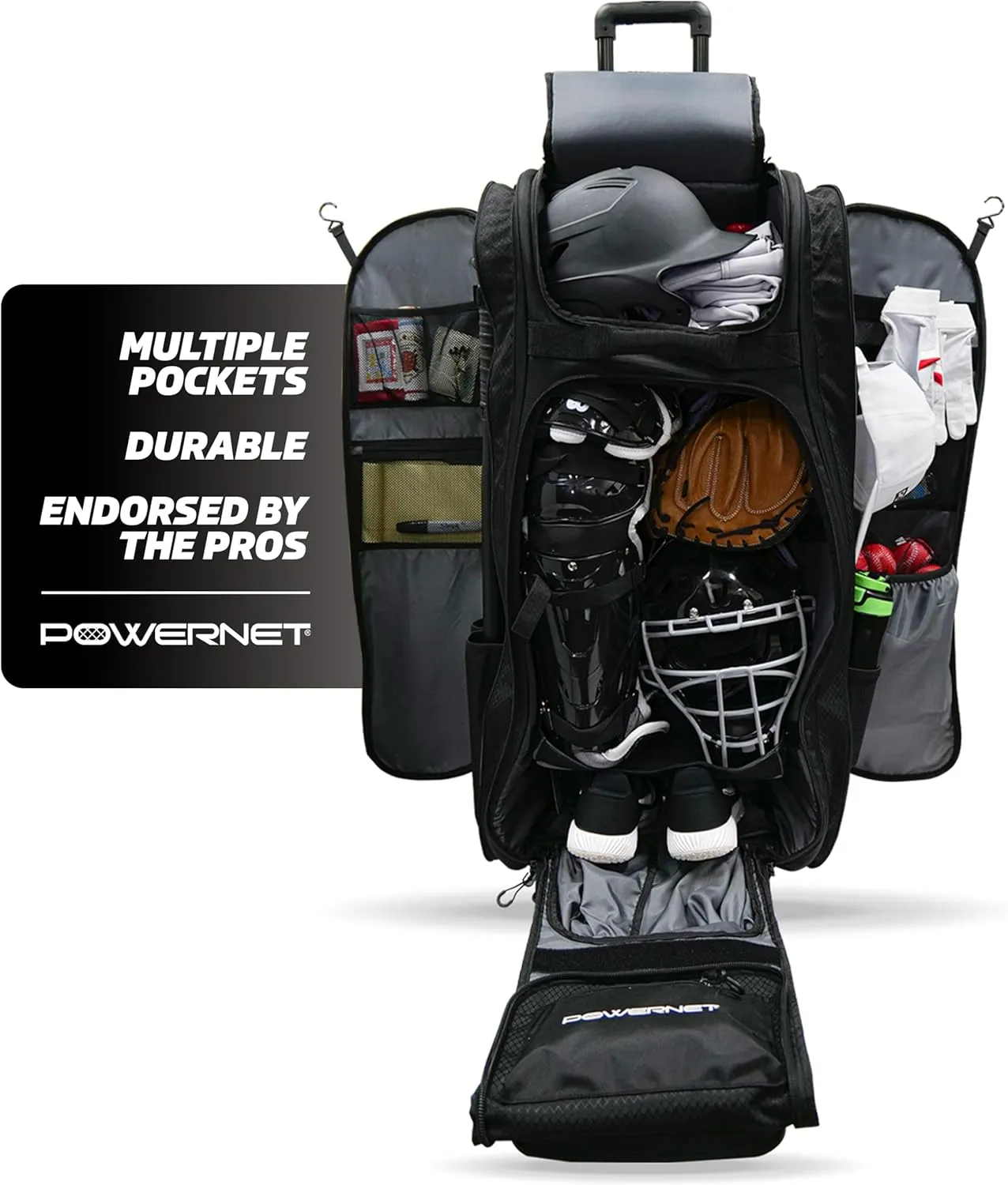 PowerNet Baseball Bag, Travel Bag for Softball Baseball Accessories & Baseball Gear, Fits Baseball Glove, Bat, Helmet, Batting Gloves & Catchers Gear