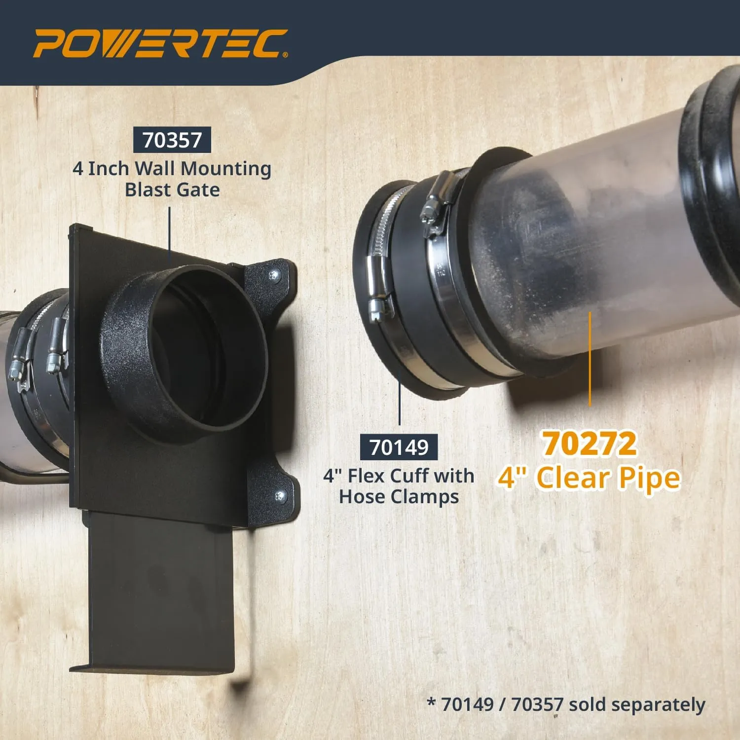 POWERTEC Clear PVC Pipe 4" x 36" Long, 4PK Rigid Plastic Tubing, Round Tube Compatible w/Dust Collection Fittings, Hose for Woodworking Tool, Dust Collection System, Toy Cars & Bird Feeder (70272-P4)