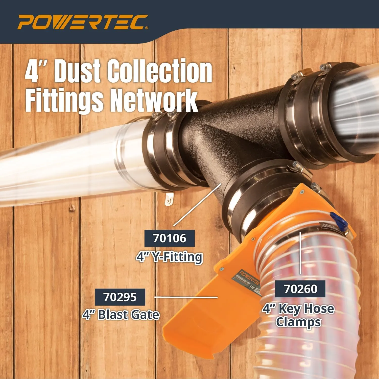 POWERTEC Clear PVC Pipe 4" x 36" Long, 4PK Rigid Plastic Tubing, Round Tube Compatible w/Dust Collection Fittings, Hose for Woodworking Tool, Dust Collection System, Toy Cars & Bird Feeder (70272-P4)