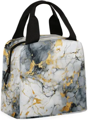 Premium Marble Insulated Lunch Box for Women Men,Cooler Lunch Bag Lunch Tote Bag,Granite Textures Portable Thermal Lunch Bags for Outdoor Picnic