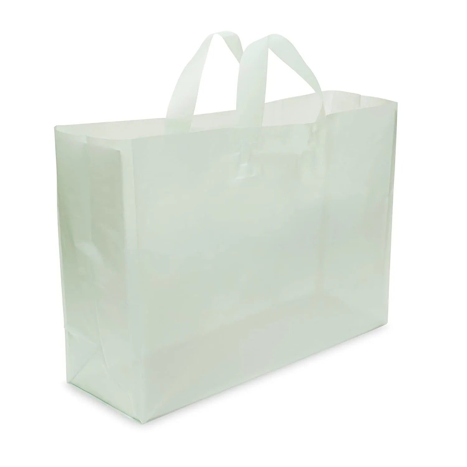 Prime Line Packaging Plastic Shopping Bags, Plastic Tote with Handles for Small Business, Boutiques, Merchandise, Retail, Teal, Bulk, 16x6x12 100 Pack