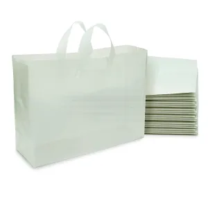 Prime Line Packaging Plastic Shopping Bags, Plastic Tote with Handles for Small Business, Boutiques, Merchandise, Retail, Teal, Bulk, 16x6x12 100 Pack