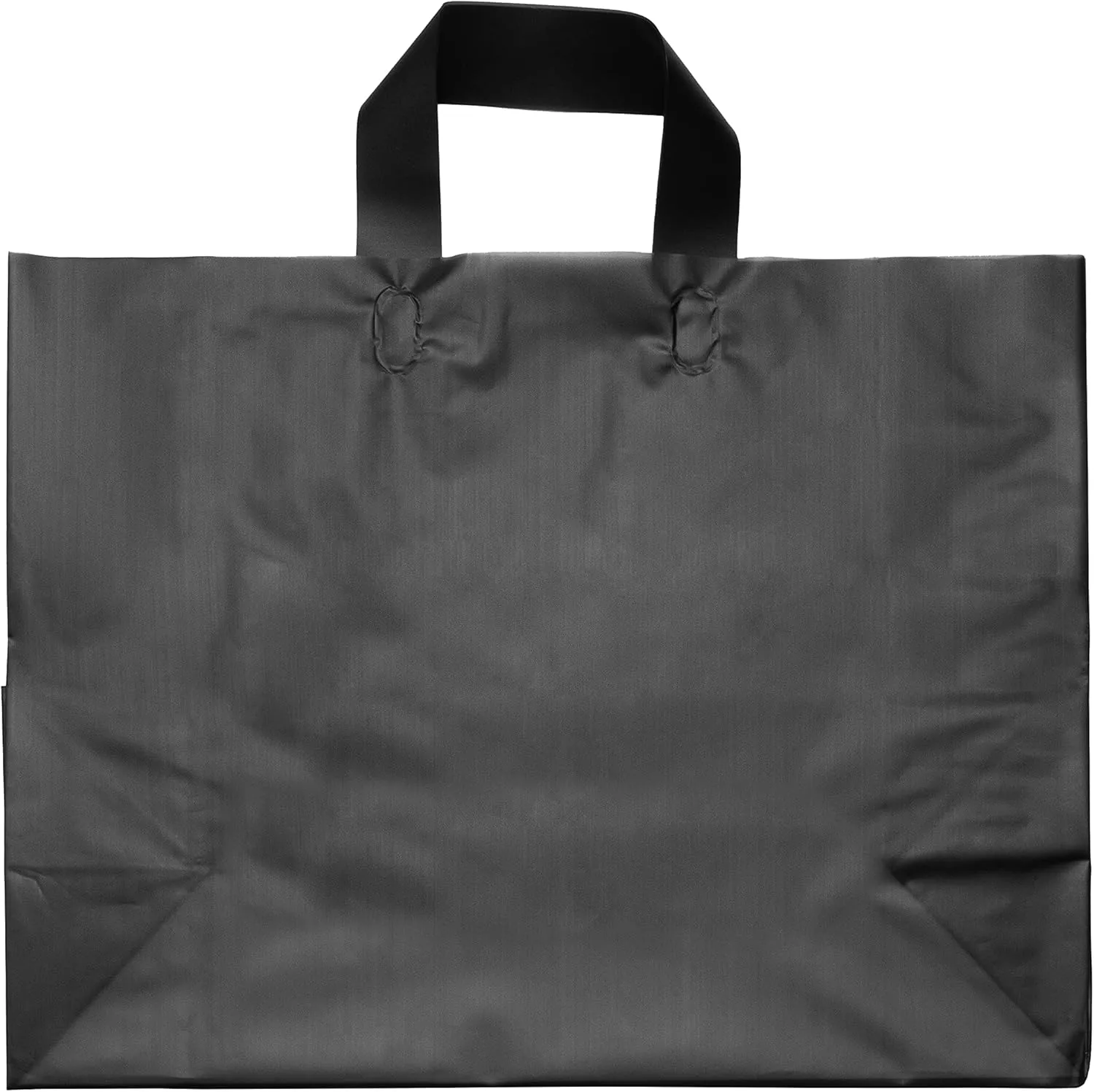 Prime Line Packaging Plastic Shopping Bags with Handles for Small Business, Black Frosted Tote, Merchandise, Retail, Boutiques, Bulk 16x6x12 50 Pack