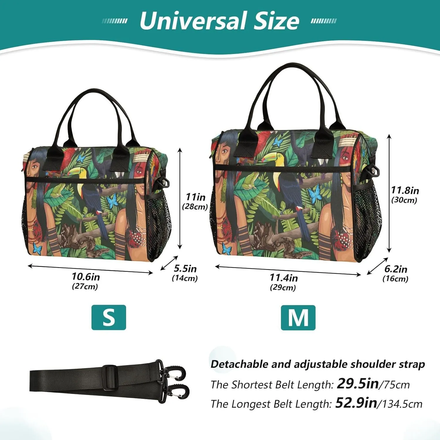 Primitive Human Insulated Lunch Bag Leakproof Freezable Cooler Bag with Adjustable Shoulder Strap for Office Work Picnic Beach,M