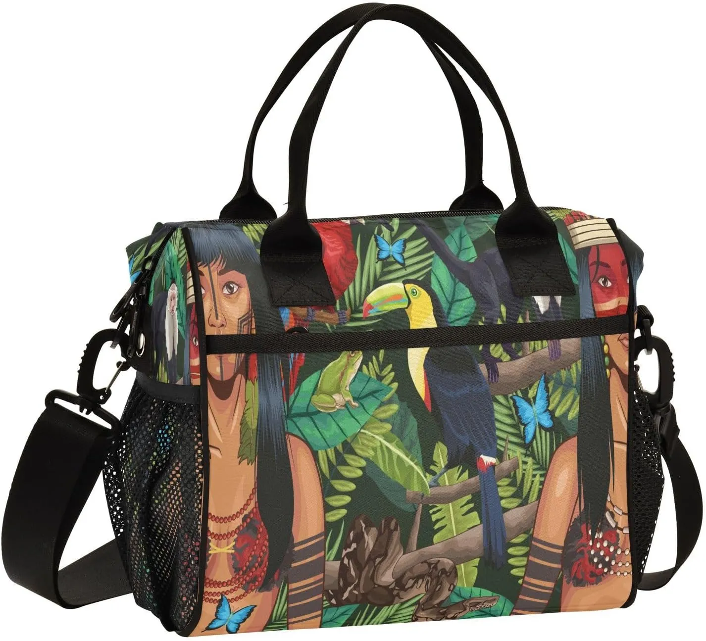 Primitive Human Insulated Lunch Bag Leakproof Freezable Cooler Bag with Adjustable Shoulder Strap for Office Work Picnic Beach,M