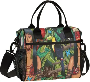 Primitive Human Insulated Lunch Bag Leakproof Freezable Cooler Bag with Adjustable Shoulder Strap for Office Work Picnic Beach,M
