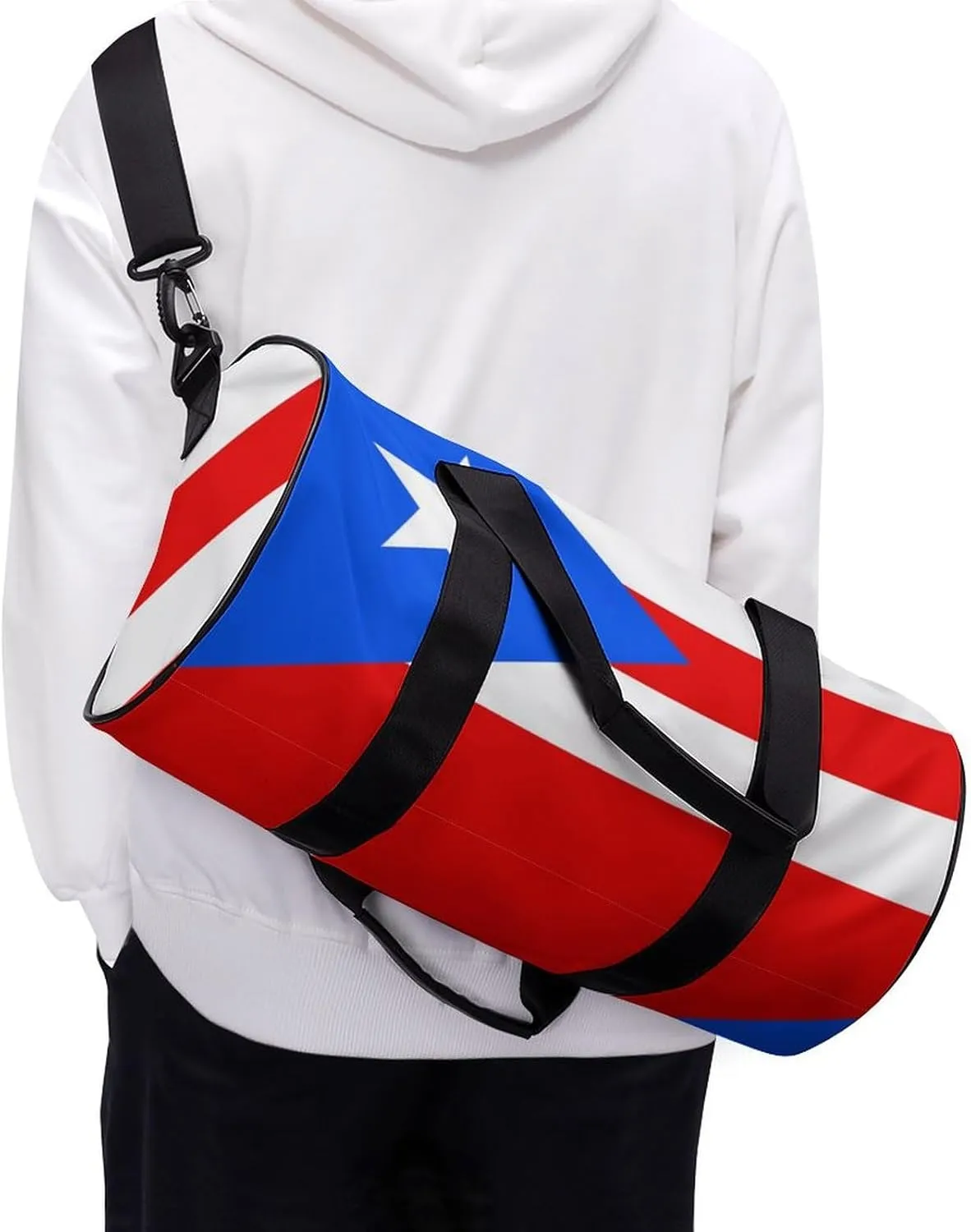 Puerto Rico Flag Sports Duffel Bag for Men Women with Shoe Compartment Gym Weekender Tote