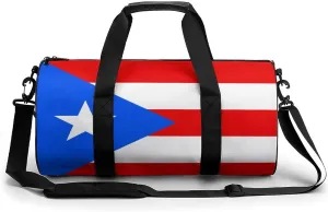 Puerto Rico Flag Sports Duffel Bag for Men Women with Shoe Compartment Gym Weekender Tote