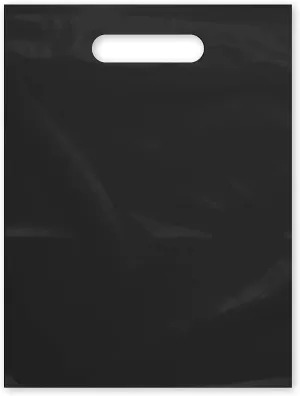 Purple Q Crafts Plastic Bag with Die Cut Handle 9" x 12" Black Plastic Merchandise Bags (200)