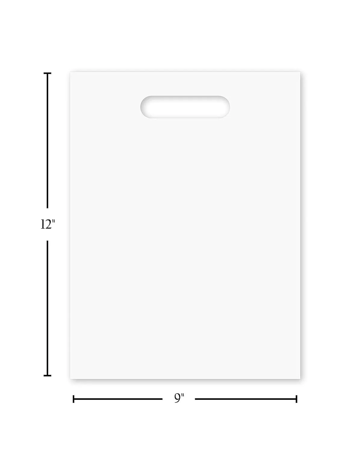 Purple Q Crafts Plastic Bag With Die Cut Handle 9" x 12" White Merchandise Bags 200 Pack for Retail, Gifts, Trade Show and More