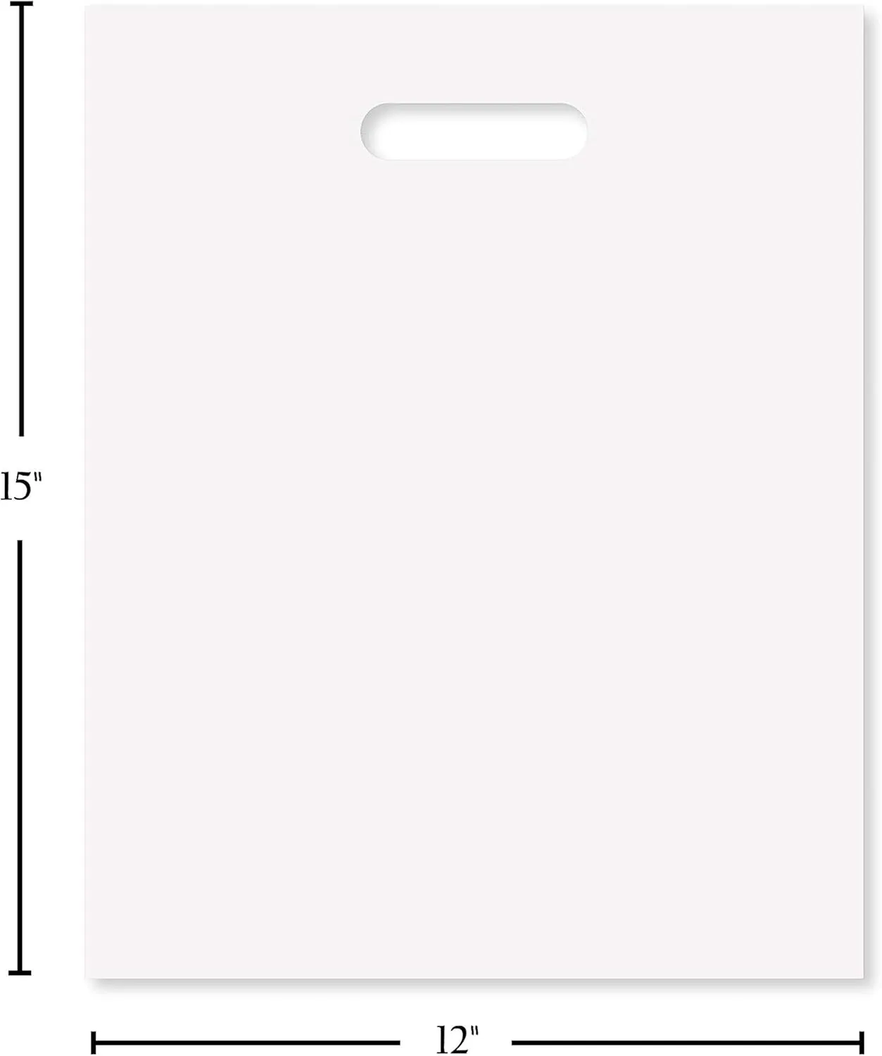 Purple Q Crafts Plastic Bag With Die Cut Handle Bag 12" x 15" White Plastic Merchandise Bags 100 Pack for Retail, Gifts, Trade Show and More