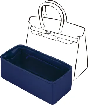 Purse Insert for Birkin 25, Bag Organizer Insert with Zipper Compatible with Hermes Birkin Bags, Lightweight and Silk Touch (BK25 with Zipper, Blue Saphir)