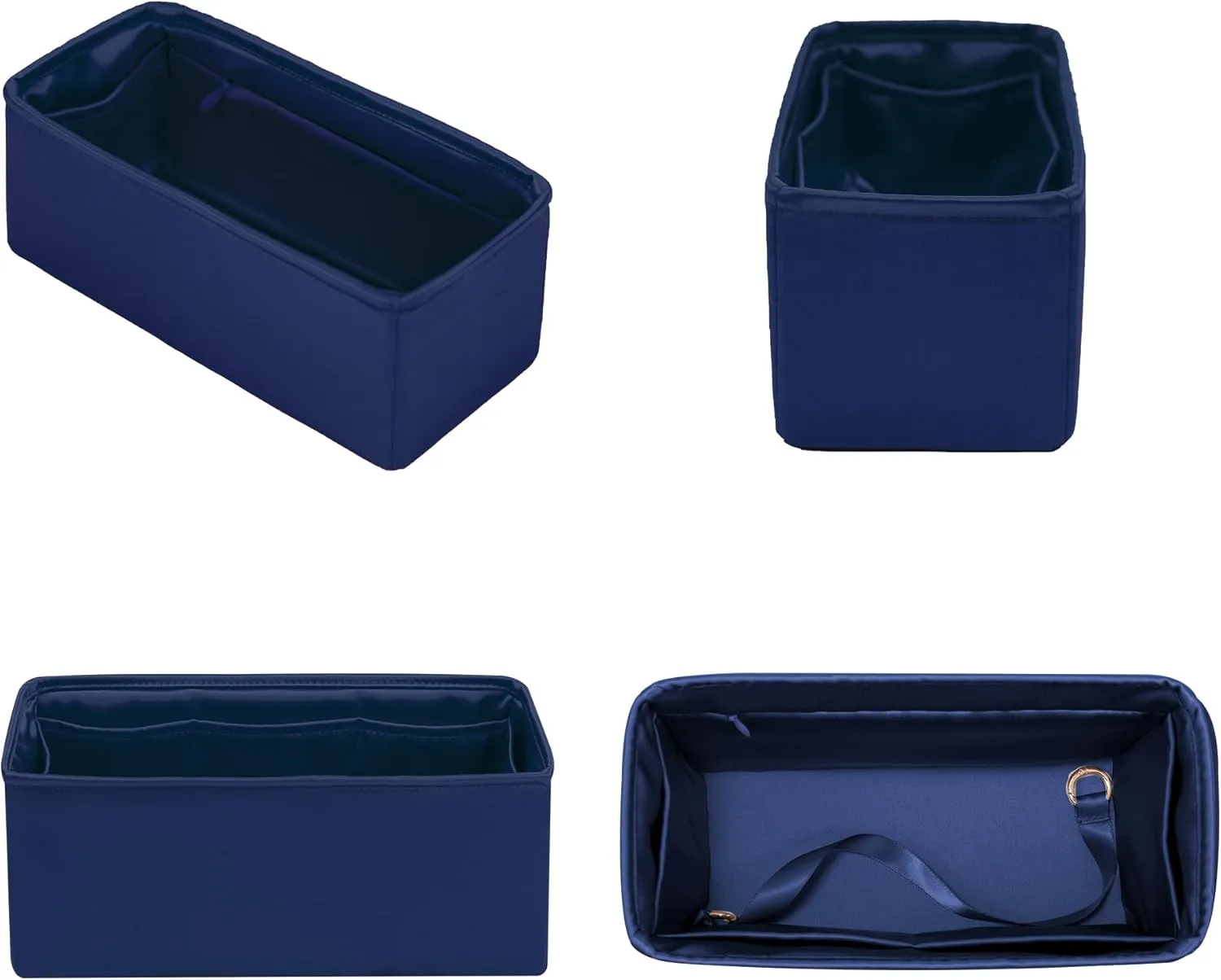 Purse Insert for Birkin 25, Bag Organizer Insert with Zipper Compatible with Hermes Birkin Bags, Lightweight and Silk Touch (BK25 with Zipper, Blue Saphir)
