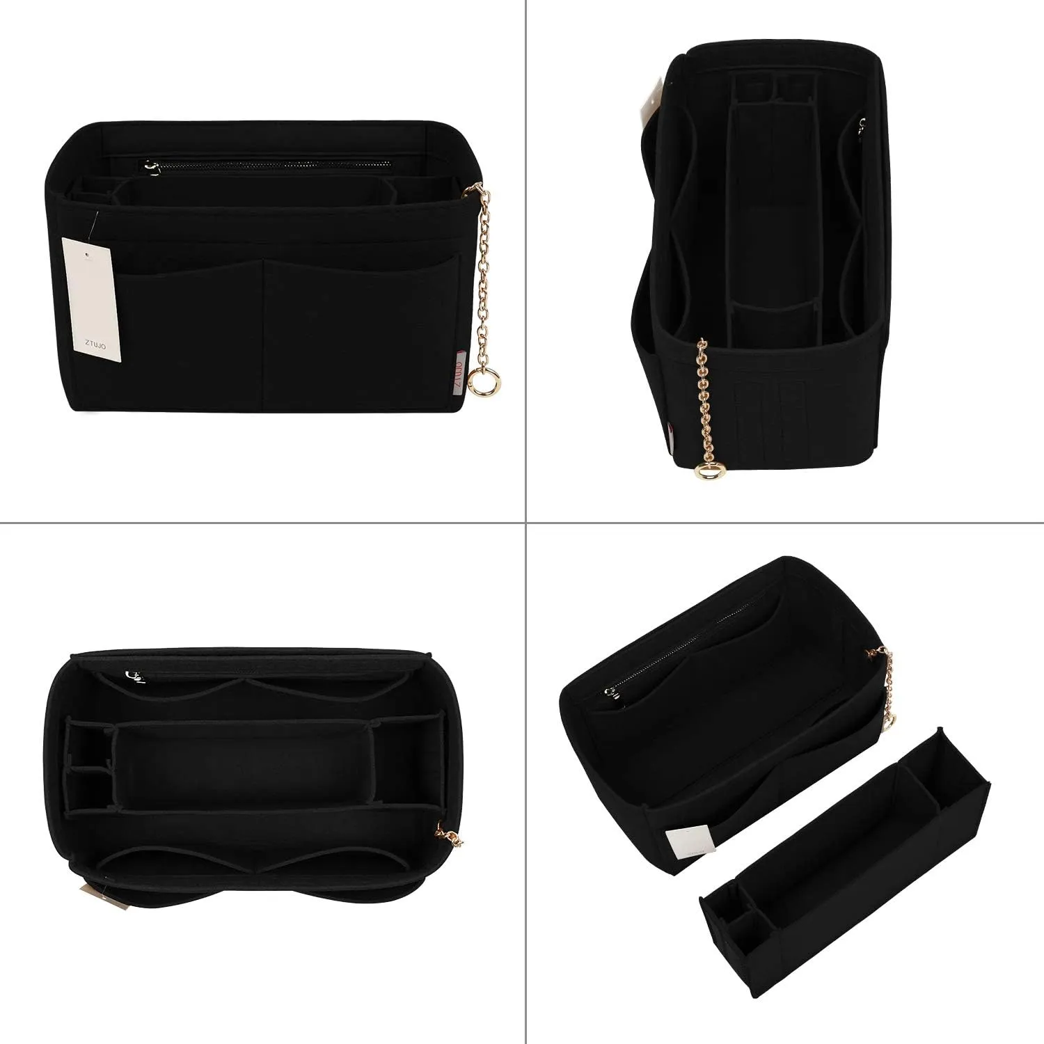 Purse Organizer Insert, Felt Purse Organizer with Zipper and Sewn Bottom Insert, Fit Speedy Neverfull Graceful,6 Sizes