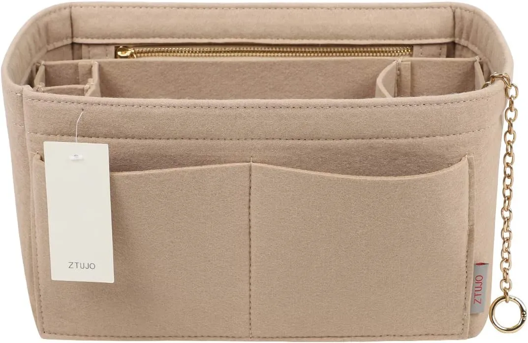 Purse Organizer Insert, Felt Purse Organizer with Zipper and Sewn Bottom Insert, Fit Speedy Neverfull Graceful,6 Sizes