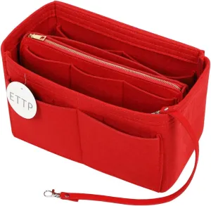 Purse Organizer Insert, Felt Tote Organizer Insert With Metal Zipper, Handbag Organizer For Speedy, Neverfull, Tote, Handbag, 7 Colors 5 Sizes