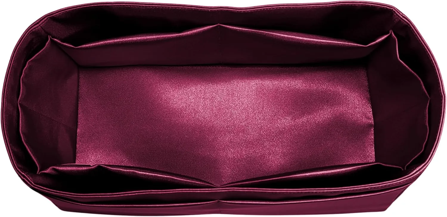 Purse Organizer Insert for Birkin 30, Premium Satin Handbag Organizer, thin, Lightweight, soft, smooth, silky texture, flexible, Gift for Women, (Burgundy PB30)