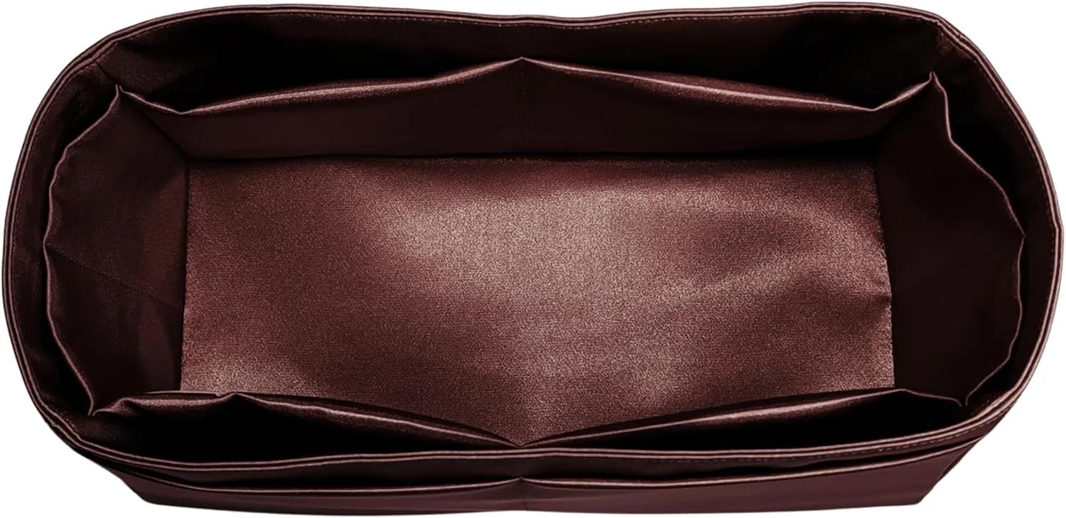 Purse Organizer Insert for Birkin 30, Premium Satin Handbag Organizer, thin, Lightweight, soft, smooth, silky texture, flexible, Gift for Women, (Dark Chocolate PB30)