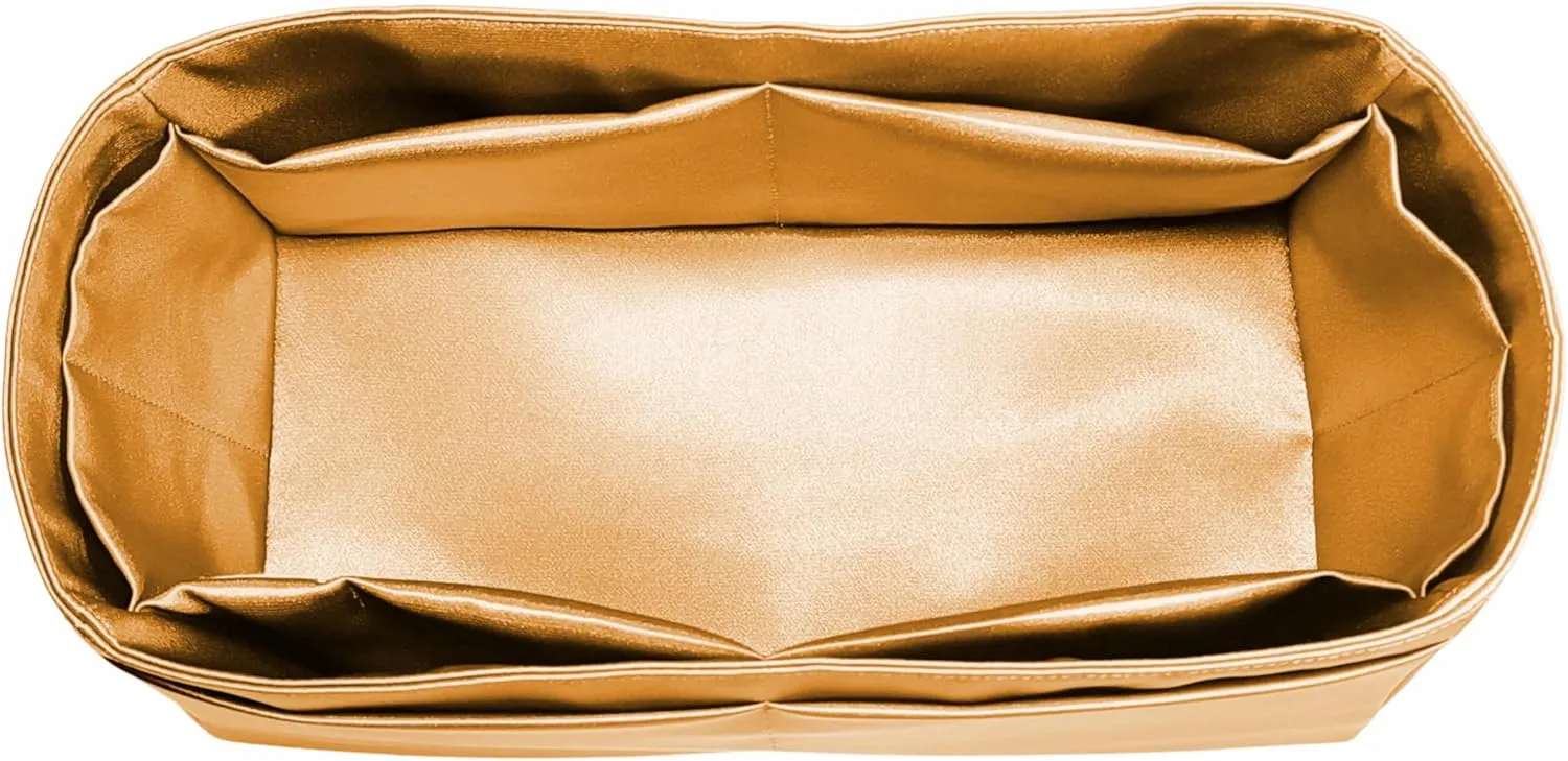Purse Organizer Insert for Birkin 30, Premium Satin Handbag Organizer, thin, Lightweight, soft, smooth, silky texture, flexible, Gift for Women, (Gold PB30)