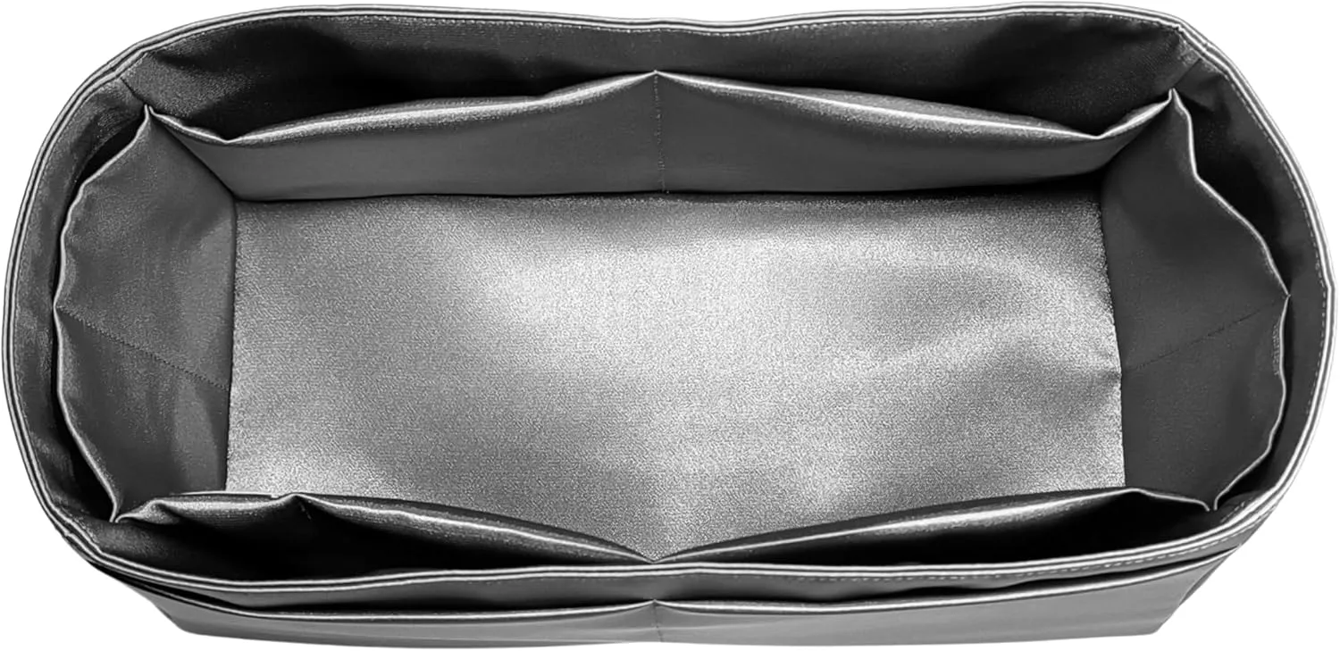 Purse Organizer Insert for Birkin 30, Premium Satin Handbag Organizer, thin, Lightweight, soft, smooth, silky texture, flexible, Gift for Women, (Gris Meyer PB30)