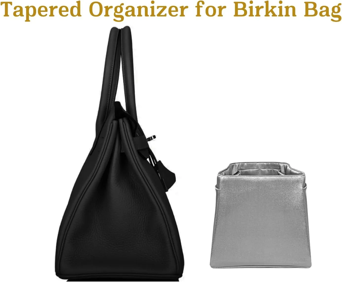 Purse Organizer Insert for Birkin 30, Premium Satin Handbag Organizer, thin, Lightweight, soft, smooth, silky texture, flexible, Gift for Women, (Gris Meyer PB30)