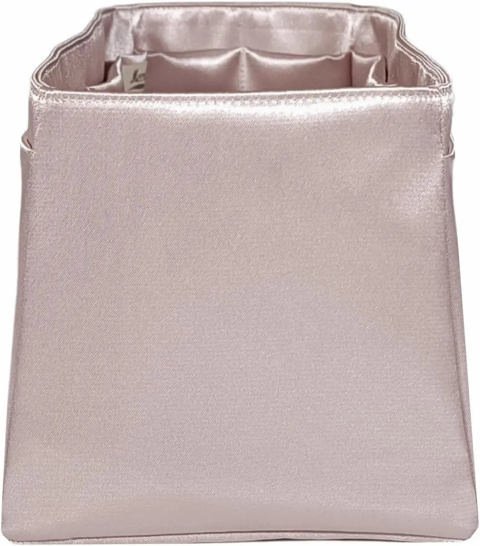 Purse Organizer Insert for Birkin 30, Premium Satin Handbag Organizer, thin, Lightweight, soft, smooth, silky texture, flexible, Gift for Women, (Pink Beige PB30)