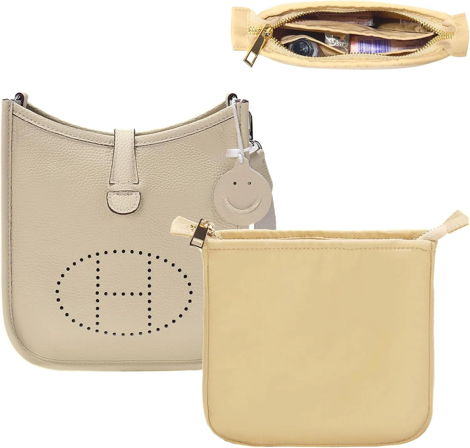 Purse Organizer Insert for Hermes Evelyne 29 PM, Mini Evelyne Bag Insert with Zipper,Nylon Inner Liner Organizer with Multi-pockets,Keep Bag Shape and Clean