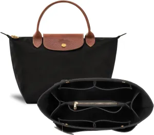 Purse Organizer Insert for le pliage Tote，Handbag Organizer Compatible with le pliage Shoulder Bag Large/Small,LE PLIAGE Top Handle Small/Medium (Black, Medium)