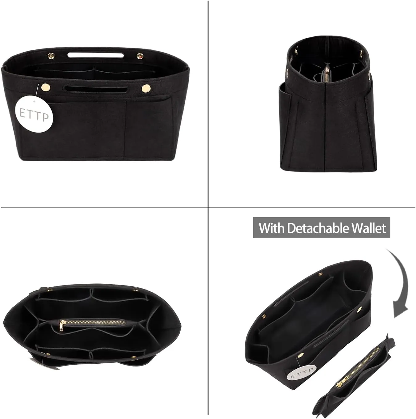 Purse Organizer Insert for le pliage Tote，Handbag Organizer Compatible with le pliage Shoulder Bag Large/Small,LE PLIAGE Top Handle Small/Medium (Black, Medium)
