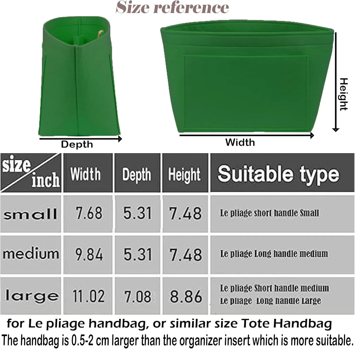 Purse Organizer Insert for Longchamp Le Pliage Neo(Large) Handbags Insert Organizer 1012green-L