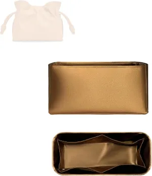 Purse Organizer Insert, Silk Satin Inner Liner Bag for Loewe Flamenco Handbags Lighweight Mini Bag Storage Open Bag Organizer Soft-touch Cosmetics Bag Organizer Insert (Style-01, Mini)