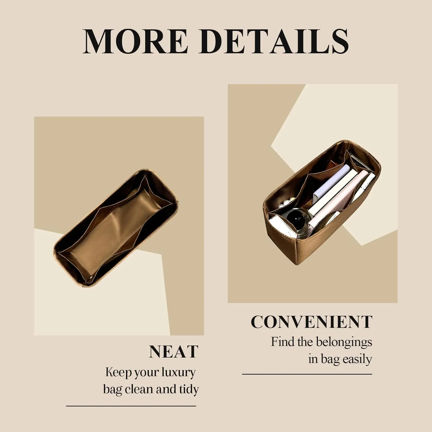 Purse Organizer Insert, Silk Satin Inner Liner Bag for Loewe Flamenco Handbags Lighweight Mini Bag Storage Open Bag Organizer Soft-touch Cosmetics Bag Organizer Insert (Style-01, Mini)
