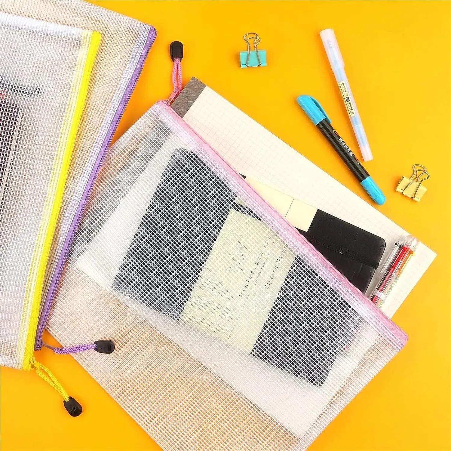PVC Stationery Storage Bag Folder File Mesh Zipper Pouch A4 A5 A6 A3 Document Bag File Folders School Office Supplies Organizer Ideal for Storing Small Items for Everyday Use(S-A5)