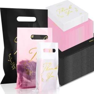 Qilery 1000 Pcs Thank You Plastic Bags With Handles - Merchandise Gift Bags for Small Business, Reusable Retail Bulk Boutique Trade Bags for Clothes, Party Favor - 12x15, 9x12, 6x9 Inch