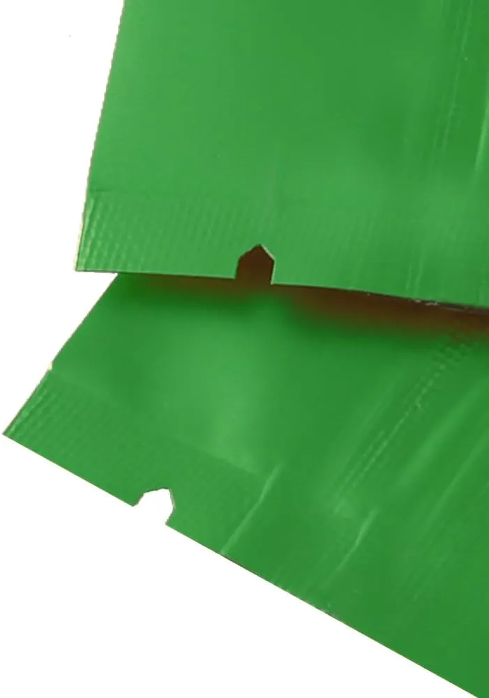 QQ Studio Pack of 100 Matte/Glossy Color Stand-Up Foil Resealable Zipper Pouches (3.3" x 5.1", Matte Green)