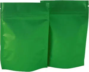 QQ Studio Pack of 100 Matte/Glossy Color Stand-Up Foil Resealable Zipper Pouches (3.3" x 5.1", Matte Green)