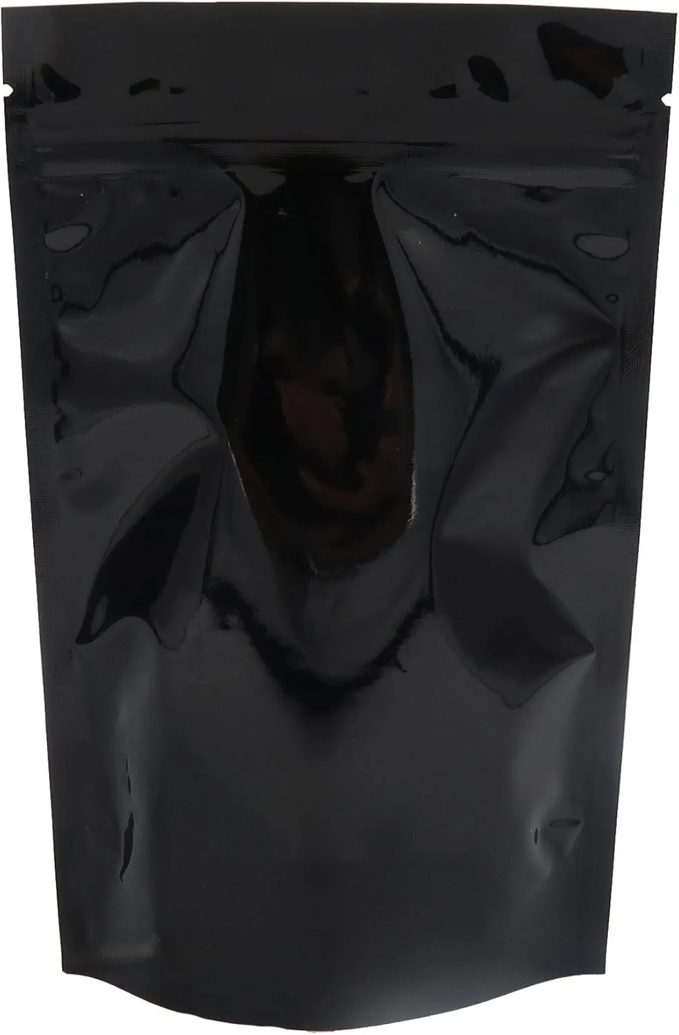 QQ Studio Pack of 100 Matte/Glossy Color Stand-Up Foil Resealable Zipper Pouches (4.7" x 7.1", Glossy Black)