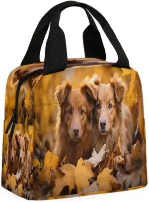 QsirBC Deciduous Dogs Insulated Lunch Bag for Men Women Reusable Leakproof Lunch Tote with Handle Thermal Lunch Box for Office Picnic Hiking
