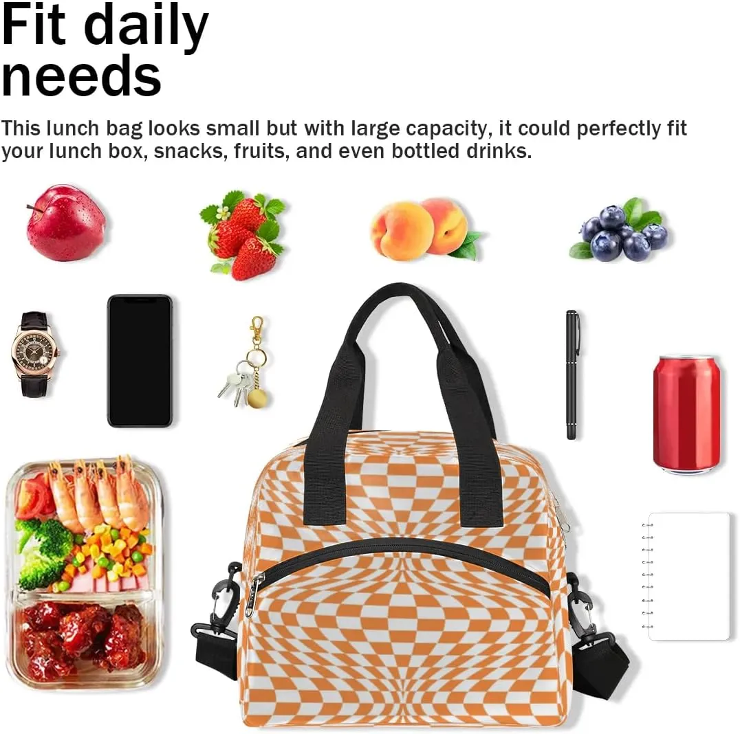 QsirBC Insulated Lunch Bag Women Abstractions Interesting Reusable Lunch Tote for Adult Men Adjustable Shoulder Strap Cooler Lunch Box for Office Work Picnic Travel