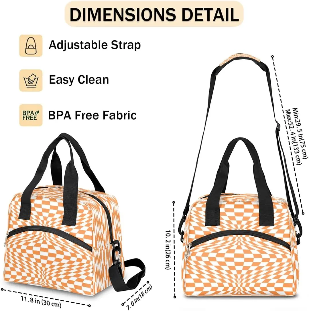 QsirBC Insulated Lunch Bag Women Abstractions Interesting Reusable Lunch Tote for Adult Men Adjustable Shoulder Strap Cooler Lunch Box for Office Work Picnic Travel
