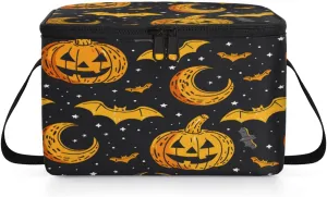 QsirBC Starry Moon Pumpkin Lamp Bat Lunch Bags for Women Men Insulated Lunch Box Cooler Bag with Long Strap for Office Picnic Beach Meal Prep Outdoors