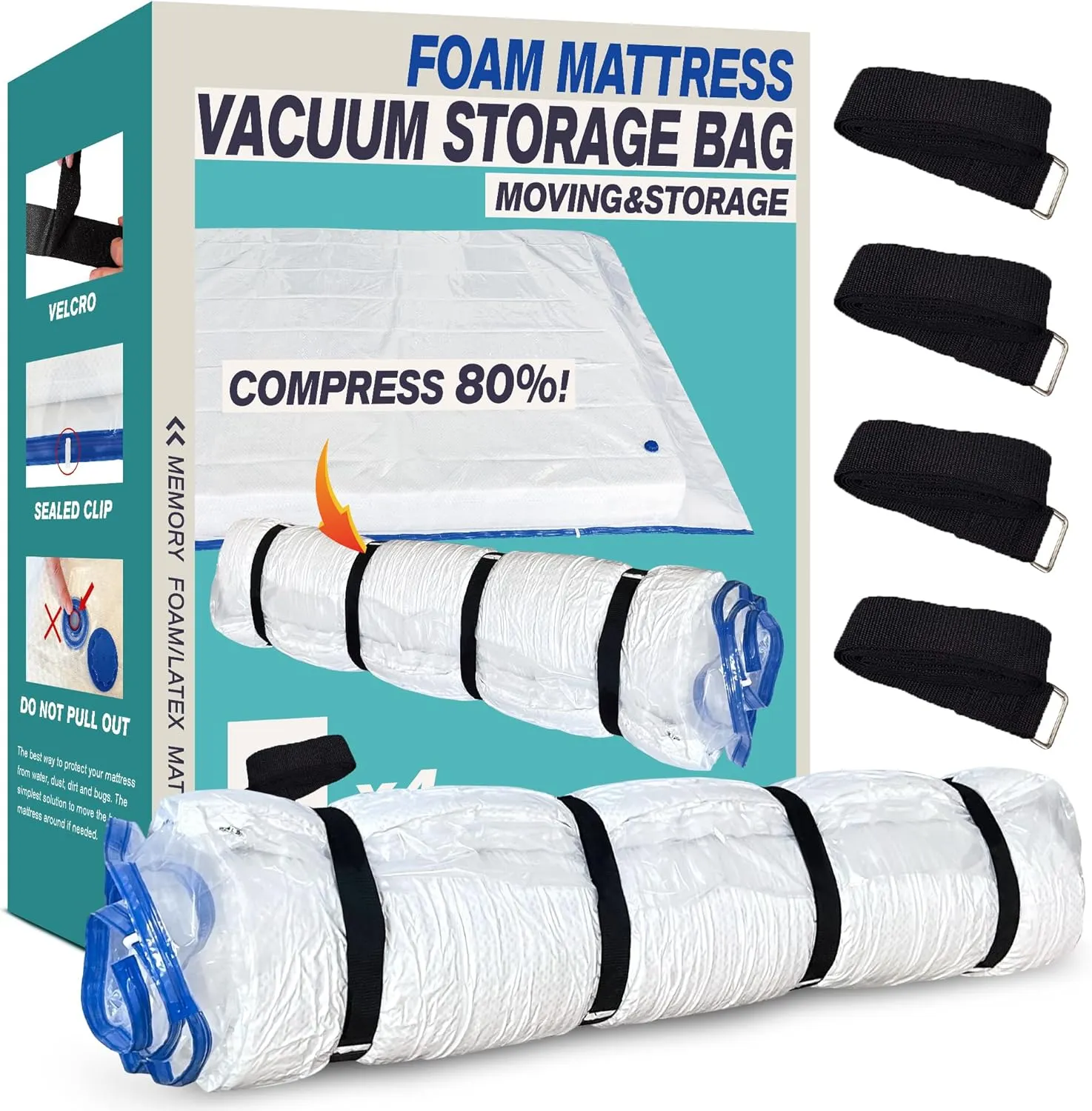 Queen Full Mattress Storage Vacuum Bag for Moving Storage, for Memory Foam Latex Mattress Thick and Tear Resistant