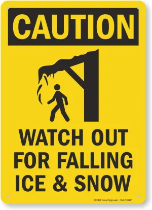 "Caution - Watch Out for Falling Ice & Snow" Sign by SmartSign | 10" x 14" Plastic