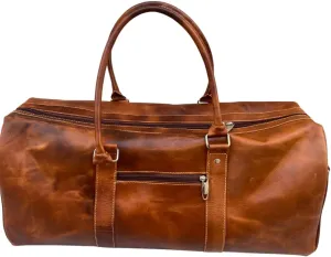 "Leather Duffel Travel Bag - Stylish Weekender Overnight Luggage for Men & Women, Durable & Spacious, Perfect for Weekend Getaways, Gym, and Business Trips"