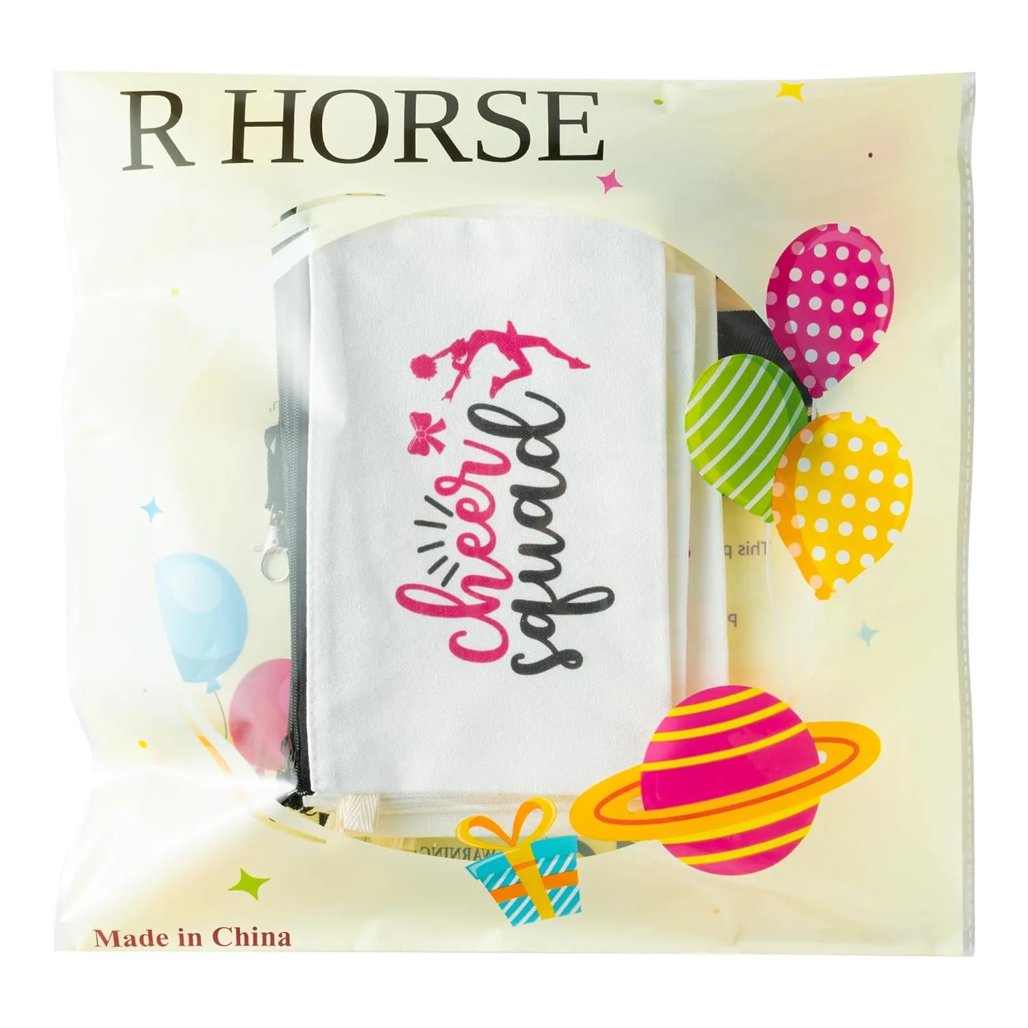 R HORSE 9Pcs Cheerleader Makeup Bag Inspirational Gifts for Women Girls, Girl Cheerleading Canvas Cosmetic Toiletry Pouch Bag Christmas Birthday Gifts for Cheer Team Cheerleader Teammates