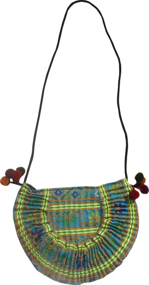 RaanPahMuang Shoulder Purse Made From Thai Hmong Hill Tribe Patch Fabric Half Sun