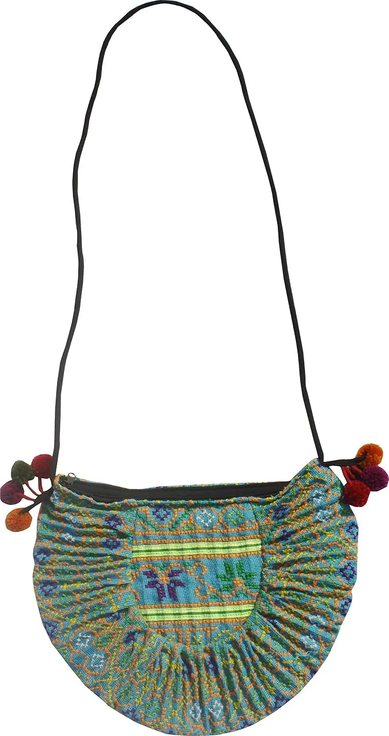 RaanPahMuang Shoulder Purse Made From Thai Hmong Hill Tribe Patch Fabric Half Sun